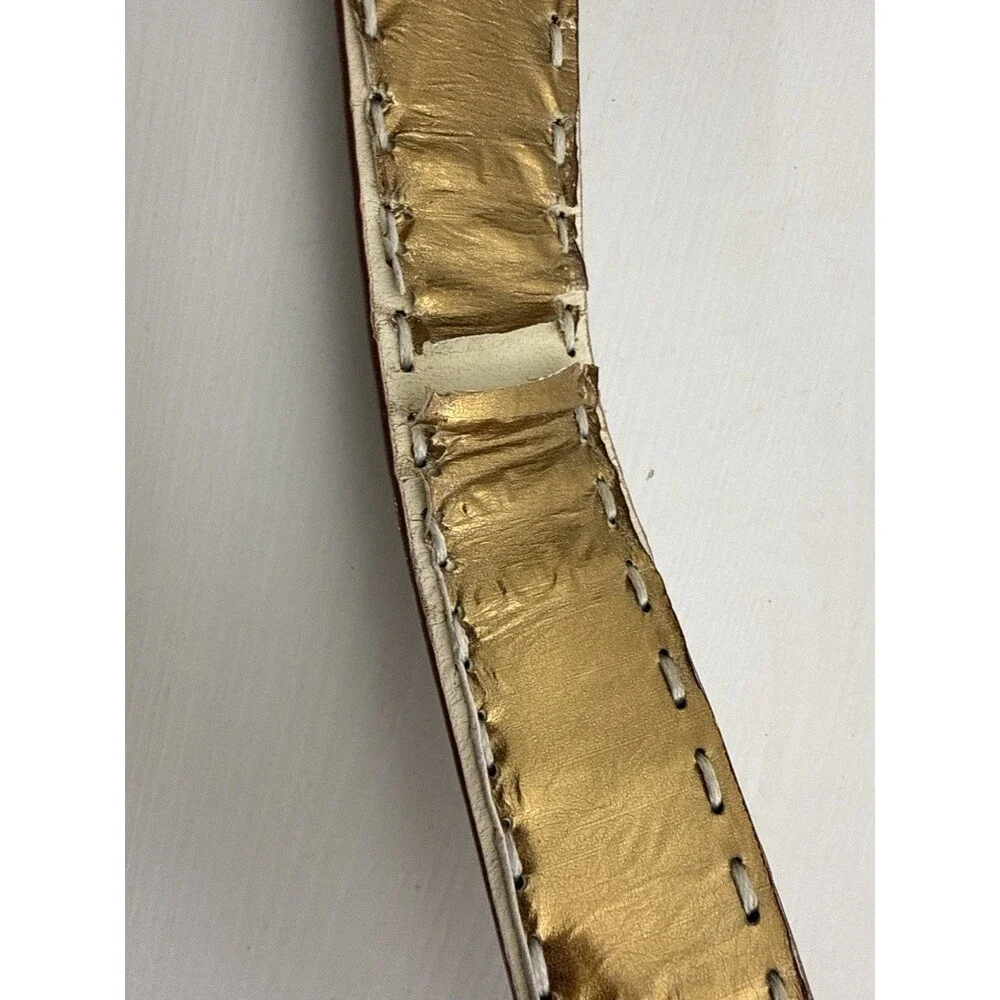 Michael Kors Genuine Leather Belt Brown Brass Buckle Logo Women’s Size M
